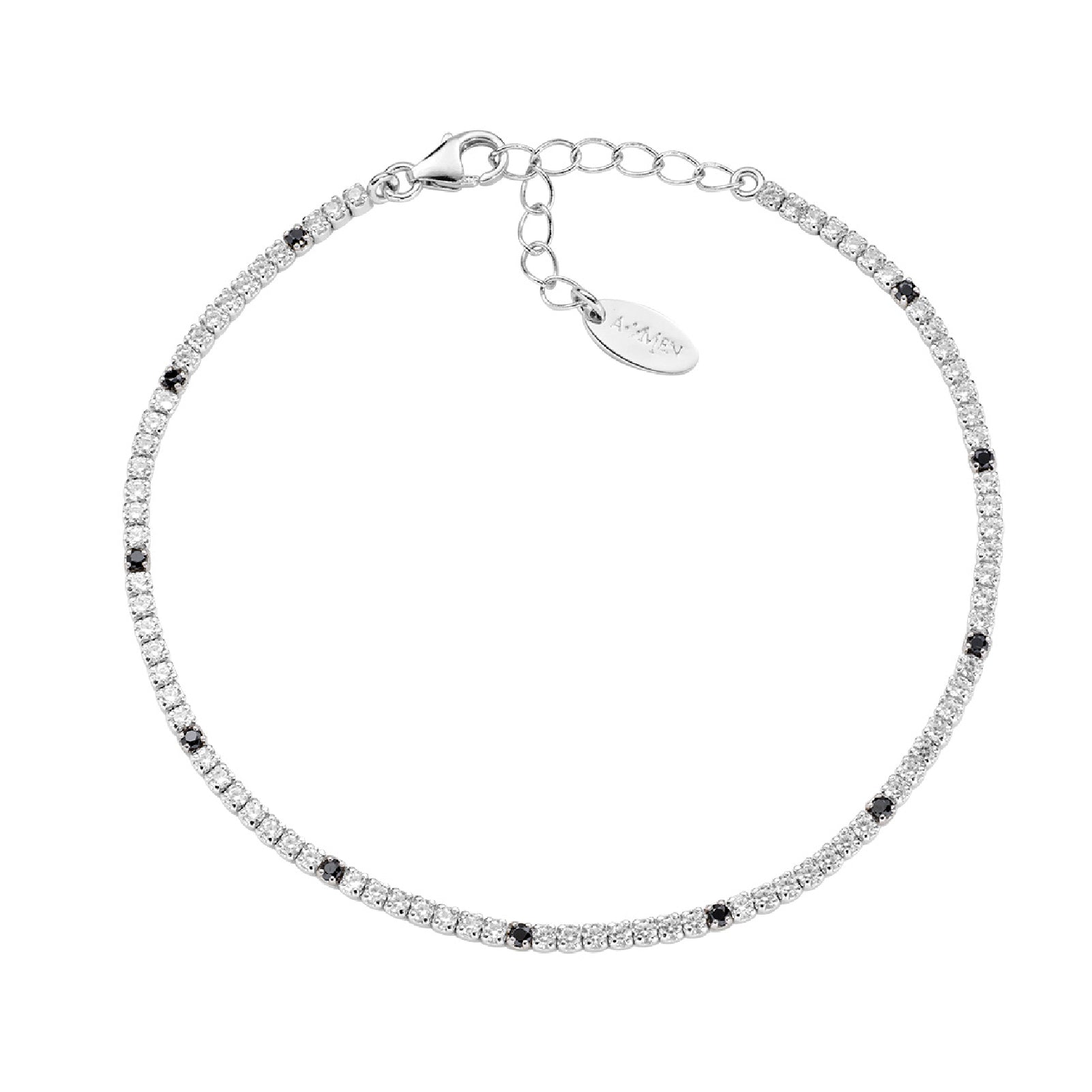 Bracciale Amen Tennis Mania in Argento 925 con zirconi bianchi e neri A.BT1B7BN17