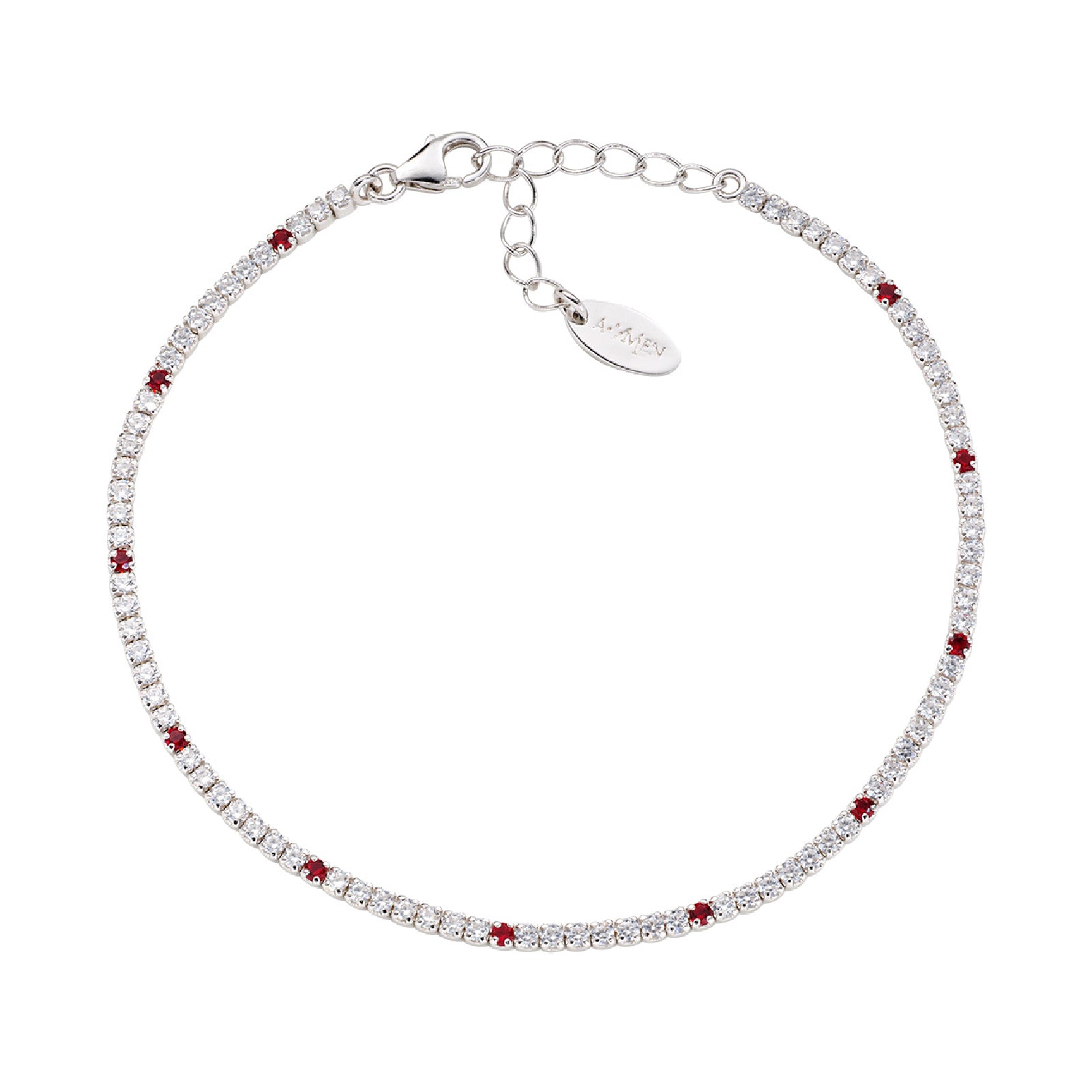 Bracciale Amen Tennis Mania in Argento 925 con zirconi bianchi e rossi A.BT1B7BR17