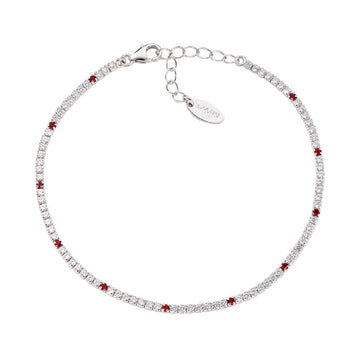 Bracciale Amen Tennis Mania in Argento 925 con zirconi bianchi e rossi A.BT1B7BR17