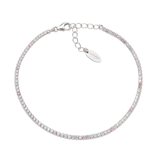 Bracciale Amen Tennis Mania in Argento 925 con zirconi bianchi rosa A.BT1B7BRO17