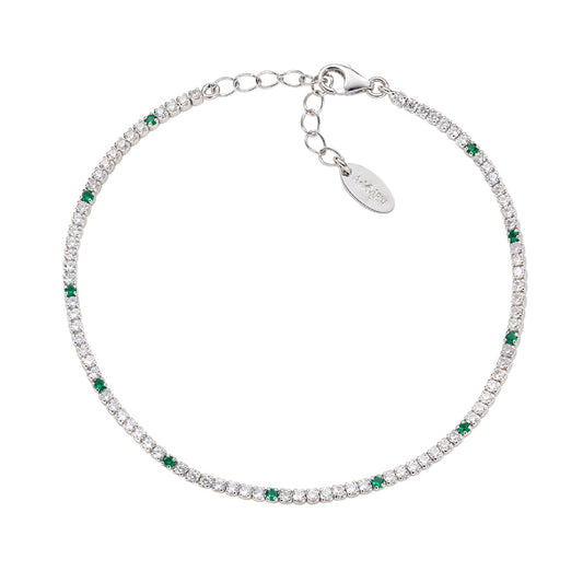 Bracciale Amen Tennis Mania in Argento 925 con zirconi bianchi e verdi A.BT1B7BVE17