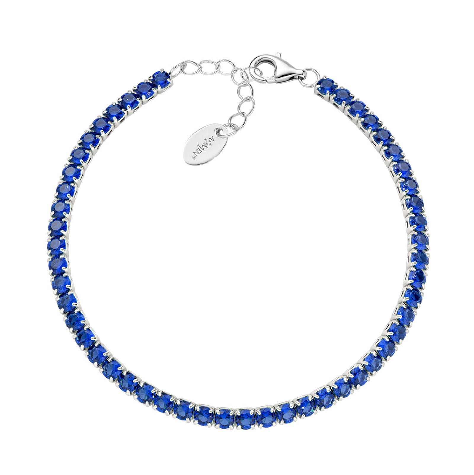 Bracciale Amen Tennis in argento 925 rodio con zirconi blu A.BT3BBL17