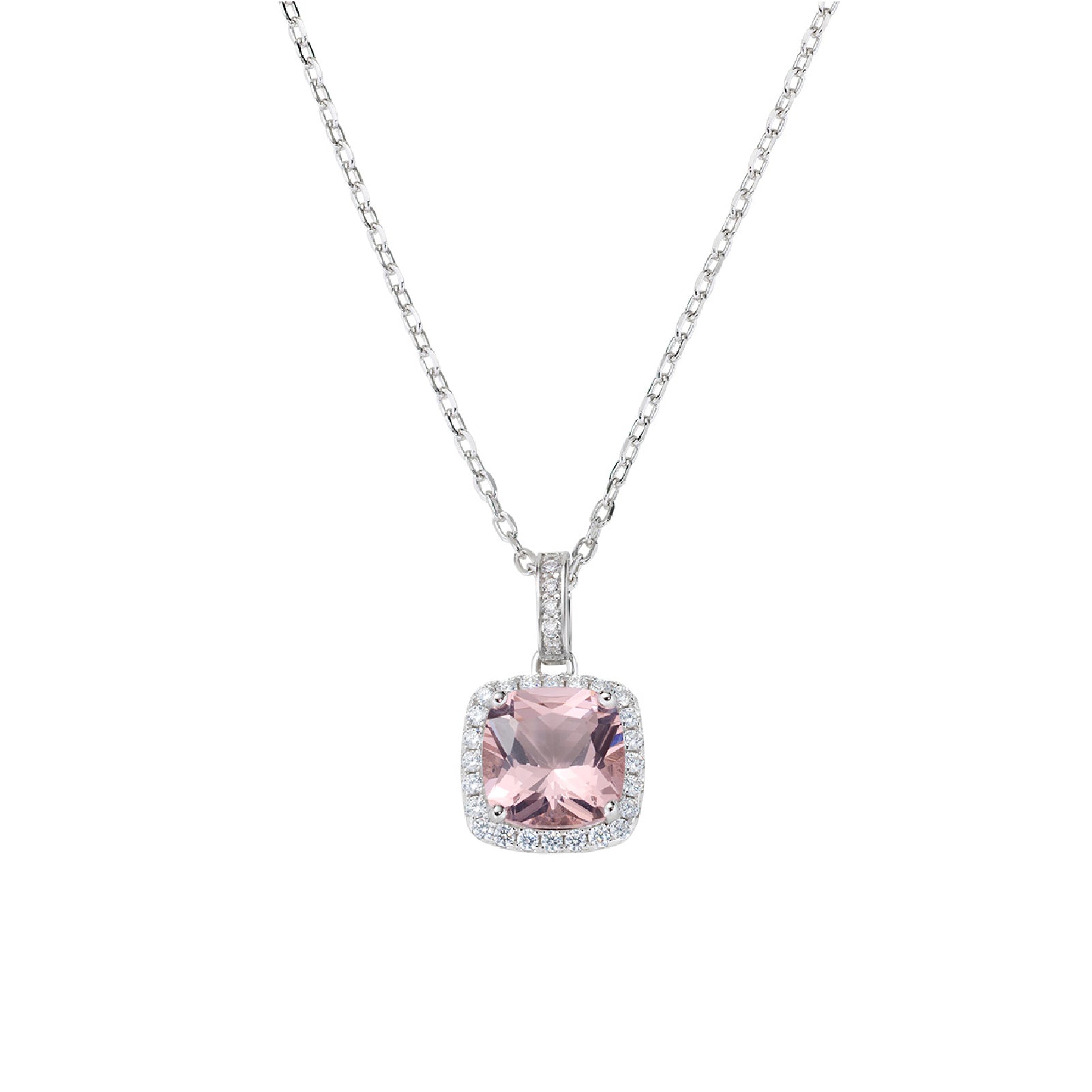 Collana Amen in argento 925 con morganite rosa da donna