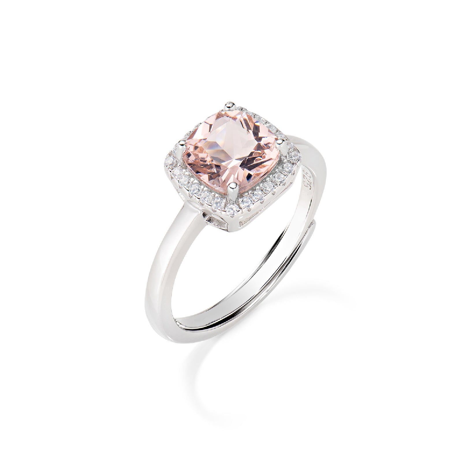 Anello Amen in argento 925 con morganite rosa da donna