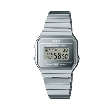 Orologio digitale Casio Vintage unisex in acciaio argentato