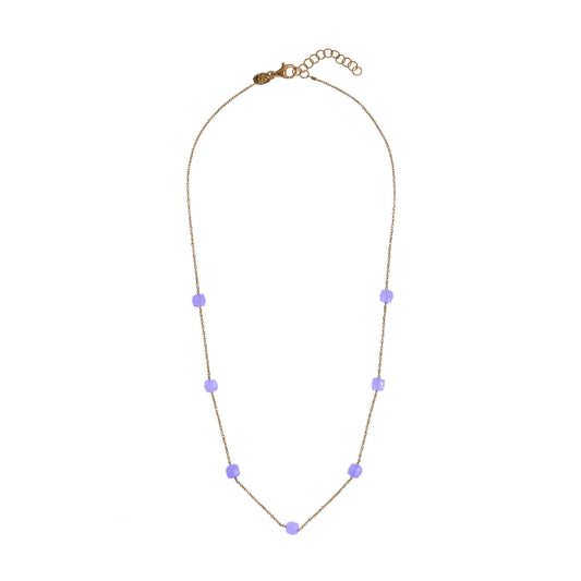 Collana donna Alisia in argento dorato 7 tanzaniti viola