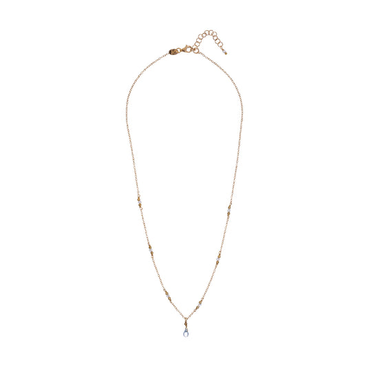 Collana donna Alisia in argento dorato con cristalli azzurri e goccia