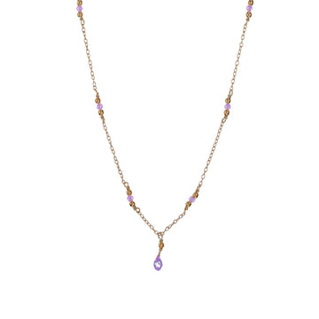 Collana donna Alisia in argento dorato con cristalli viola e goccia