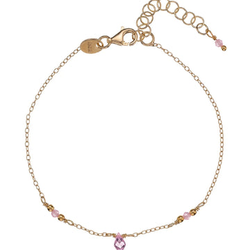 Bracciale donna Alisia in argento dorato con cristalli rosa e goccia