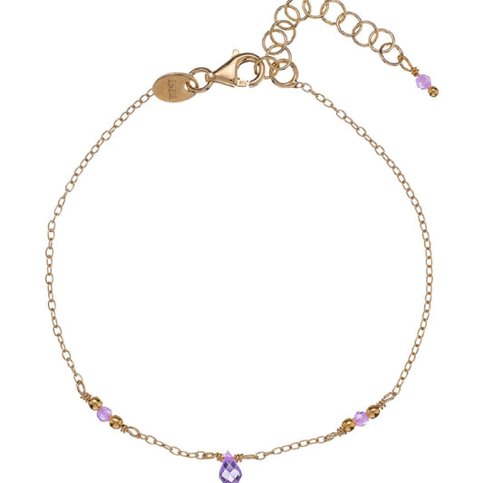 Bracciale donna Alisia in argento dorato con cristalli viola e goccia