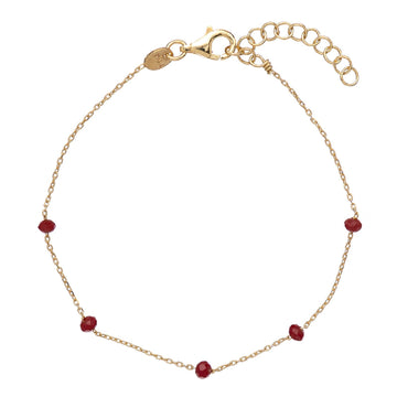 Bracciale donna Alisia in argento dorato 5 pietre bordeaux