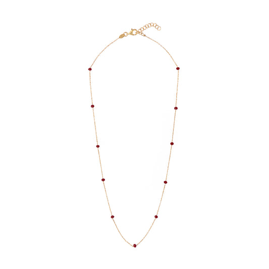 Collana donna Alisia in argento dorato 8 pietre bordeaux