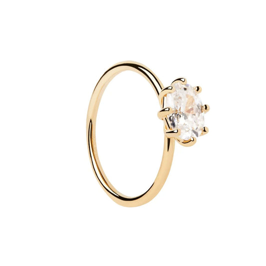 Anello solitario donna PDPAOLA Essential argento oro con zircone ovale