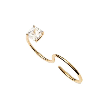 Anello doppio dito e solitario donna PDPAOLA Essential argento oro zircone