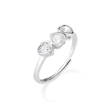 Anello trilogy donna Amen Amore in argento tre zirconi a cuore