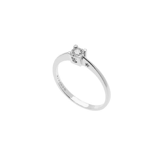 Anello solitario donna Comete Pegni d'Amore oro bianco con diamante 0,09ct