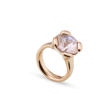 Anello solitario donna Uno de 50 Charismatic lega metallica oro cristallo rosa ANI0789RSAORO-1