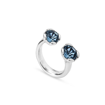 Anello aperto donna Uno de 50 Charismatic lega metallica due cristalli blu ANI0790AZUMTL-1