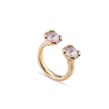 Anello aperto donna Uno de 50 Charismatic lega metallica oro due cristalli rosa ANI0790RSAORO-1