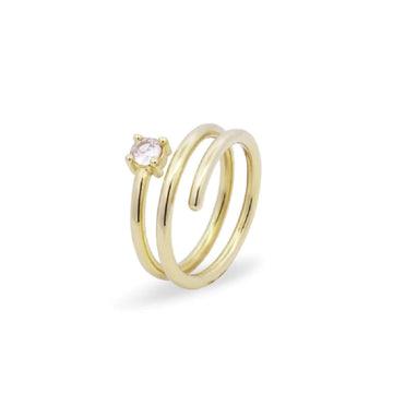 Anello donna Rue Des Mille Shapes in argento oro a spirale e zircone