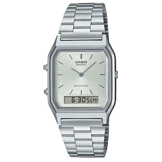 Orologio analogico digitale Casio Vintage unisex quadrante argento 38x29mm AQ-230A-7AMQYES-1