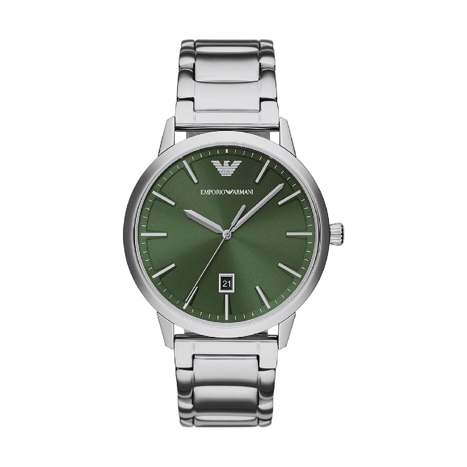 Orologio solo tempo Emporio Armani in acciaio argento e verde MISURA UNICA