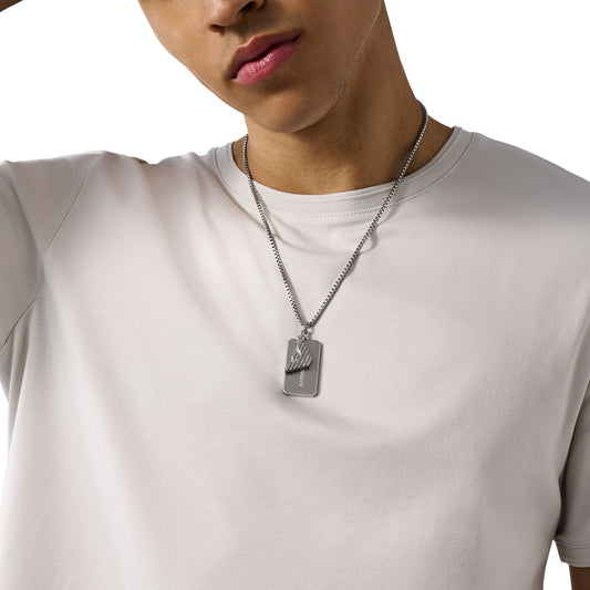 Collana da uomo del brand Armani in acciaio con targhetta MISURA UNICA