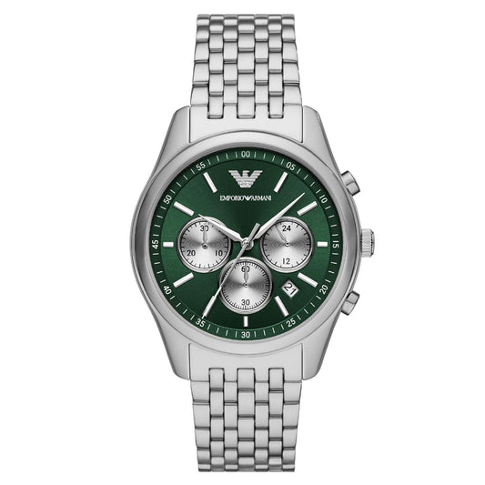 Orologio crono uomo Emporio Armani in acciaio quadrante verde 41mm