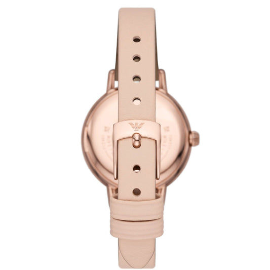 Orologio e bracciale donna Emporio Armani acciaio rosé pelle rosa cristalli 32 cm