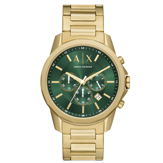 Orologio cronografo in acciaio Armani Exchange uomo oro e verde con datario