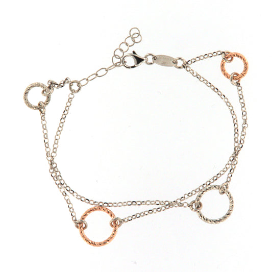 Bracciale catena donna Fraboso in argento bicolor rosÃ© e rodiato B.BR03757BC