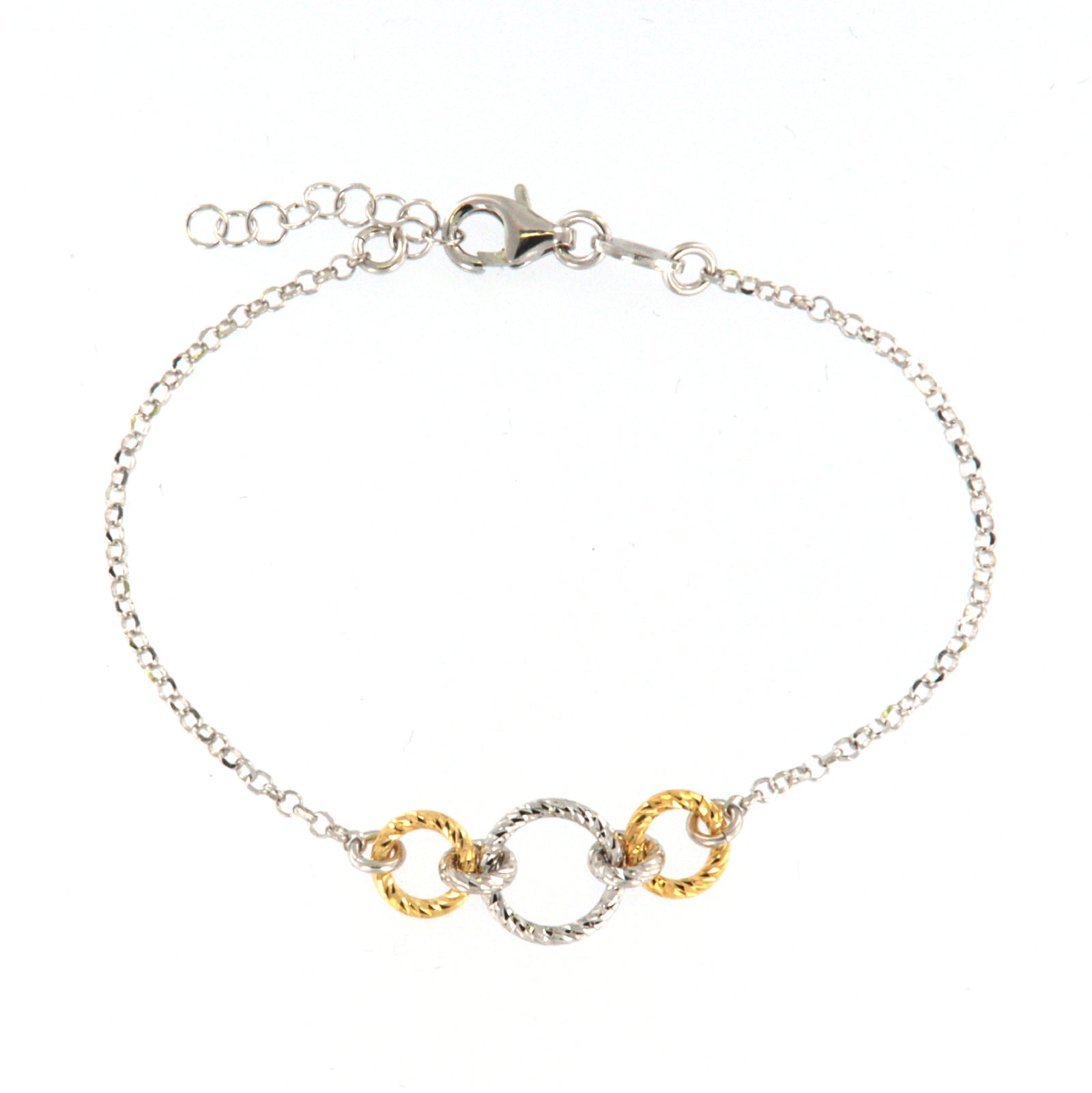 Bracciale catena Fraboso in argento bicolor oro e rodiato B.BR03785BP