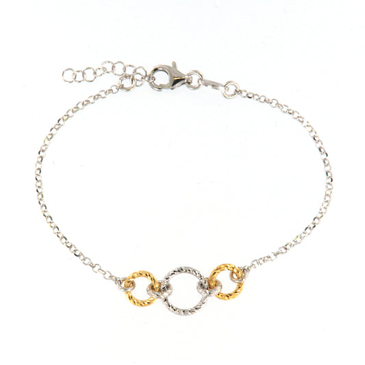 Bracciale catena Fraboso in argento bicolor oro e rodiato B.BR03785BP