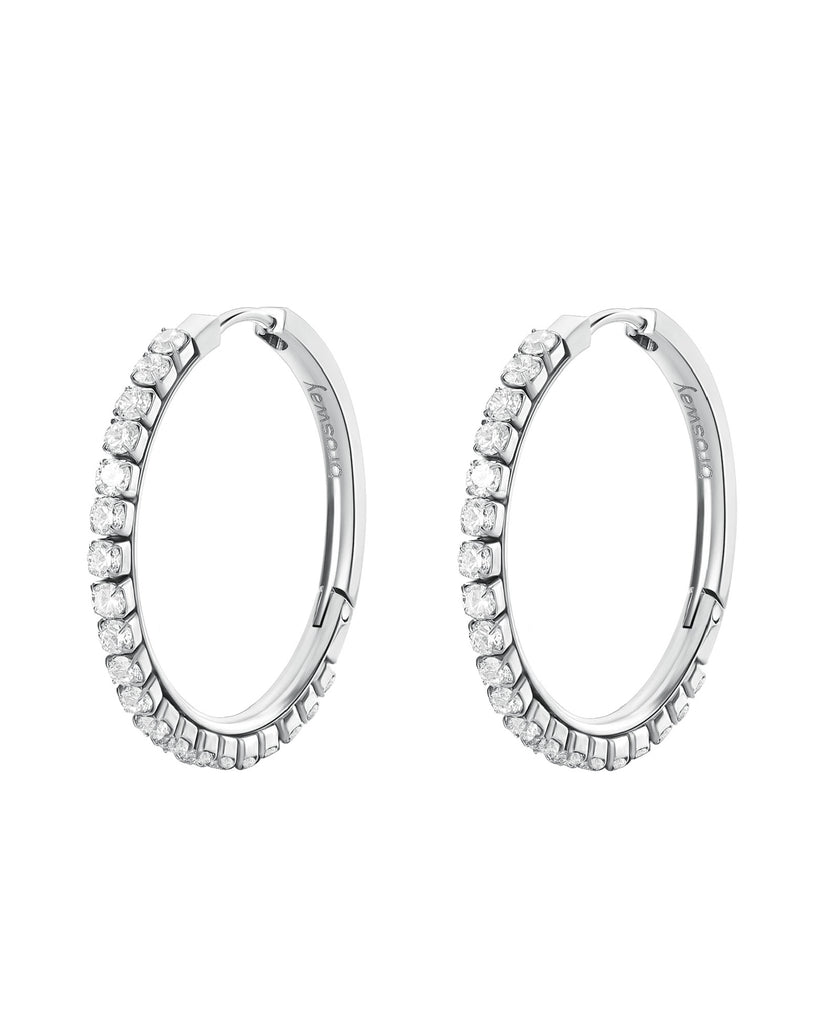 Orecchini a cerchio da donna Brosway Desideri in acciaio di diametro 32,2 mm con zirconi bianchi BEIE014