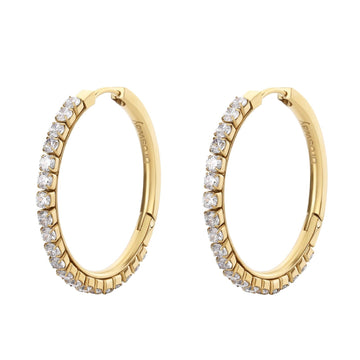 Orecchini cerchio donna Brosway Desideri in acciaio oro di 32,2 mm con zirconi