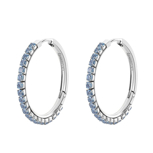 Orecchini cerchio donna Brosway Desideri in acciaio di 32,2 mm con zirconi azzurri