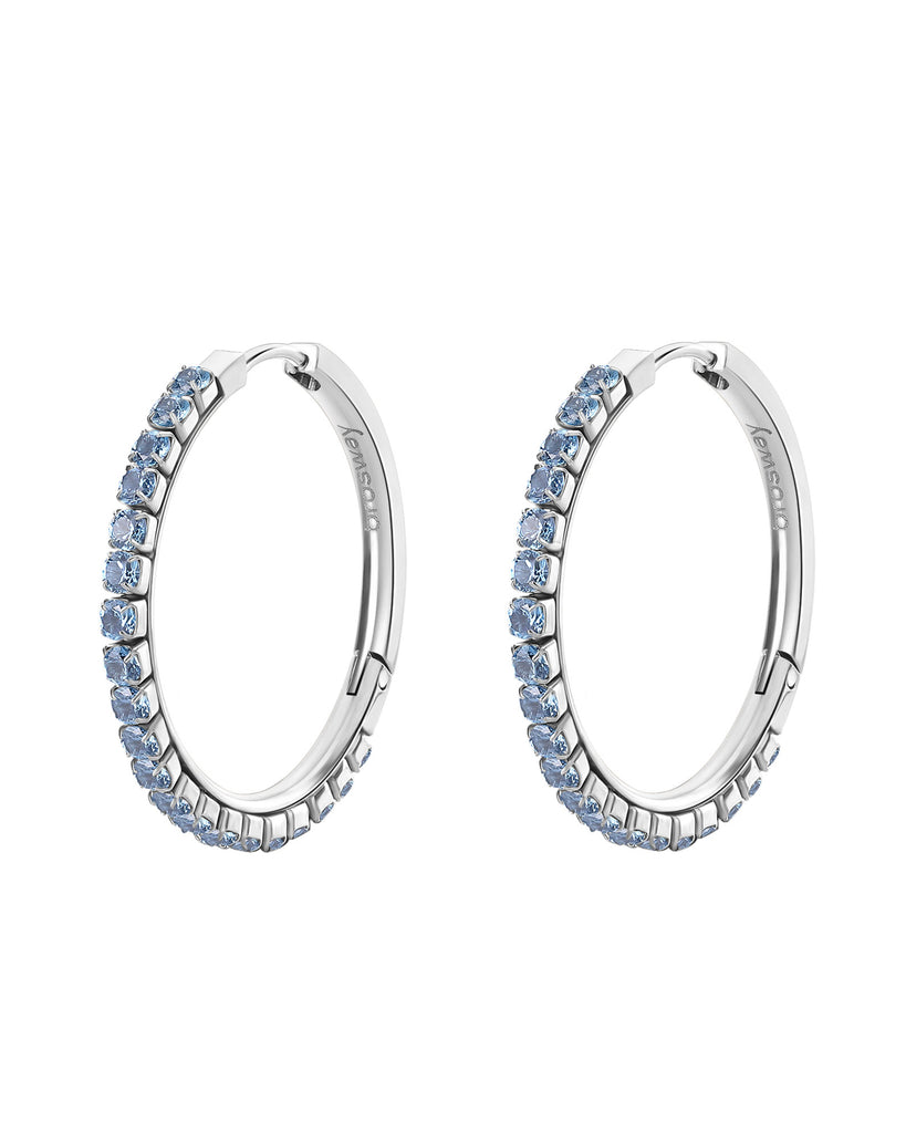 Orecchini a cerchio da donna Brosway Desideri in acciaio di diametro 32,2 mm con zirconi azzurri BEIE019