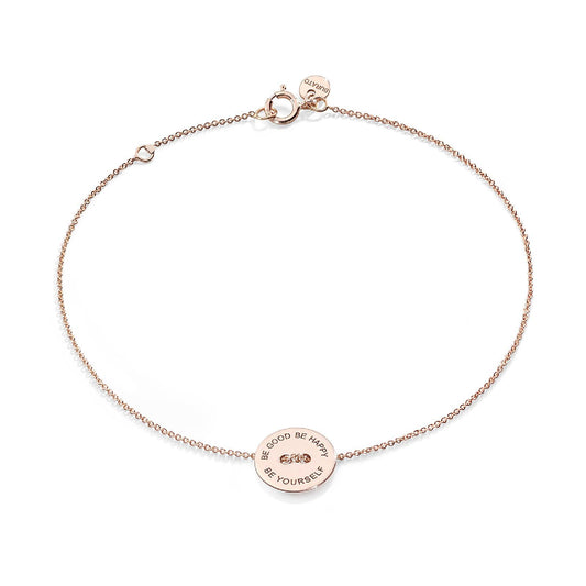 Bracciale catena Burato Paillettes donna oro rosa incisione happy good yourself