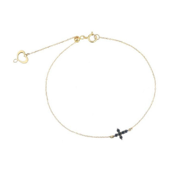 Bracciale donna Maman et Sophie Aurum oro giallo croce di 6 diamanti neri 0,11 ct BPBRLCRN-1