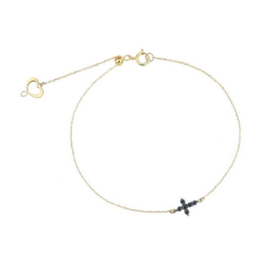 Bracciale donna Maman et Sophie Aurum oro giallo croce di 6 diamanti neri 0,11 ct