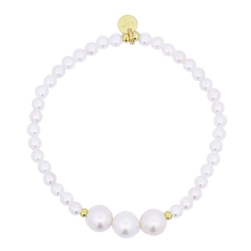 Bracciale elastico donna Rue Des Mille WhiteSide in argento con perle