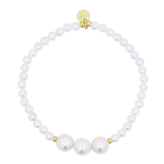 Bracciale elastico donna Rue Des Mille WhiteSide in argento con perle