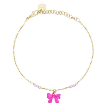 Bracciale donna Rue Des Mille Candy Bow in argento dorato con fiocco e cristalli