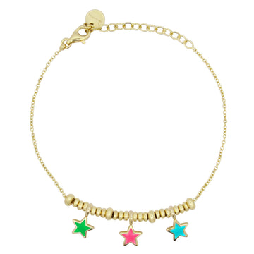 Bracciale donna Rue Des Mille ColorFun in argento dorato con tre stelle multicolor