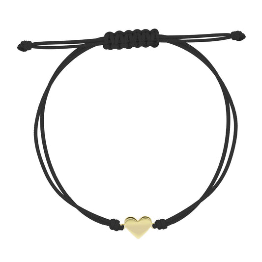 Bracciale donna Rue Des Mille Sogni Son Desideri cordino nero e cuore argento oro