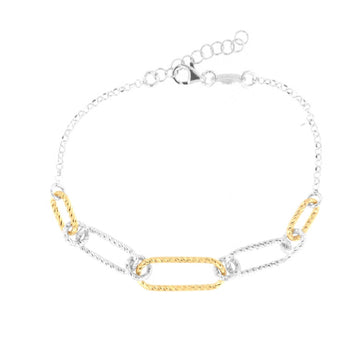 Bracciale donna catena Fraboso Gioielli argento con tre maglie oro