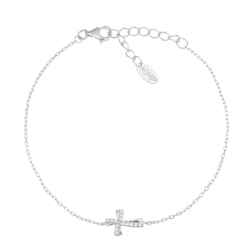 Bracciale donna Amen Sacro in argento con croce di zirconi bianchi