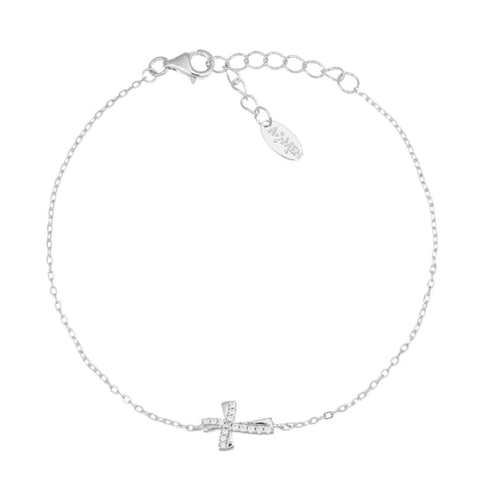 Bracciale donna Amen Sacro in argento con croce di zirconi bianchi