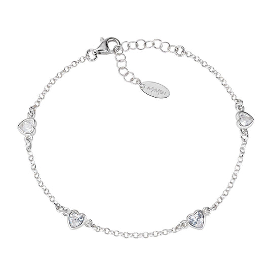 Bracciale donna Amen Amore in argento con zirconi a cuore