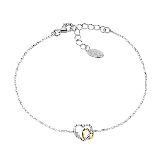 Bracciale donna Amen Amore in argento dorato con cuori e zirconi